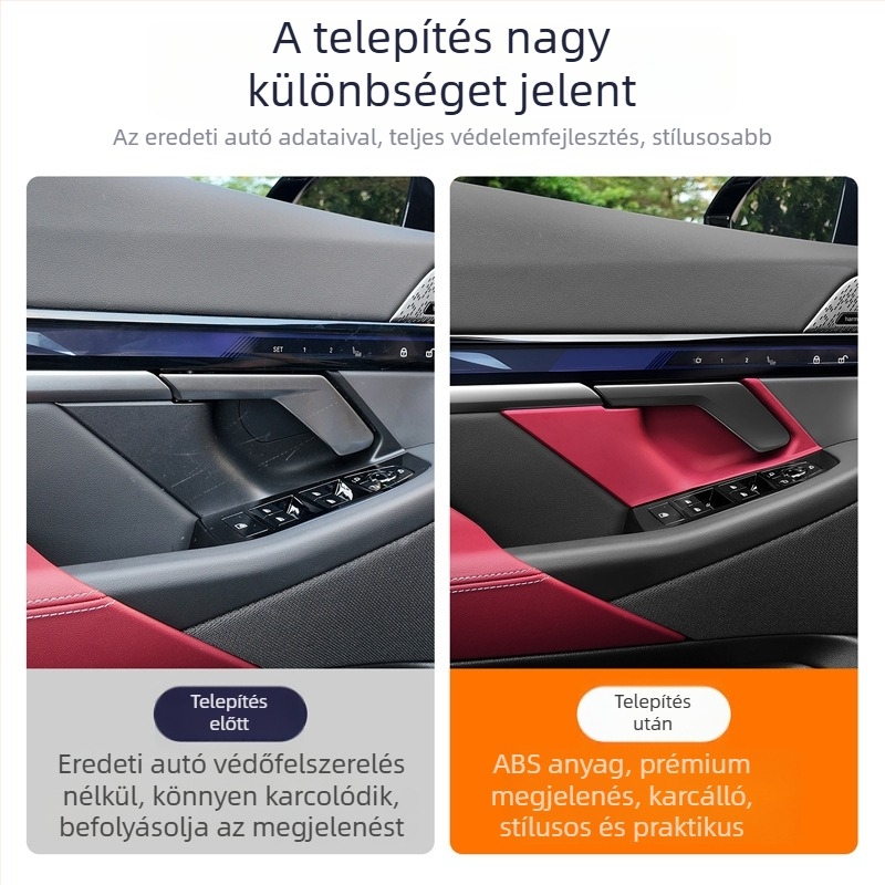 BMW 5-ös sorozat (24-26) belső matricák – ajtókilincs körüli panel védelme, modell tn-522, Baochiyou, ABS + bőrös felület