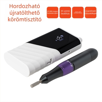 Körömápoló gép: hordozható, nagy teljesítményű elektromos reszelő és polírozó eszköz, modell M19, nettó tömeg 430 g, származás Guangzhou