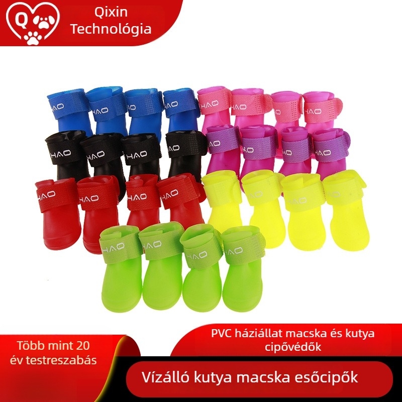 Qixin Vízálló kutyás esőcsizma, PVC csúszásmentes, kültéri használatra, hétköznapi stílus