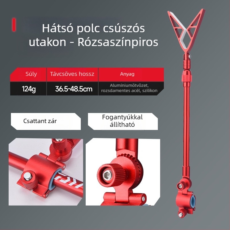 Wickert alumínium ötvözetes hátsó akasztó tartó horgászbotokra, többirányú forgás, összecsukható