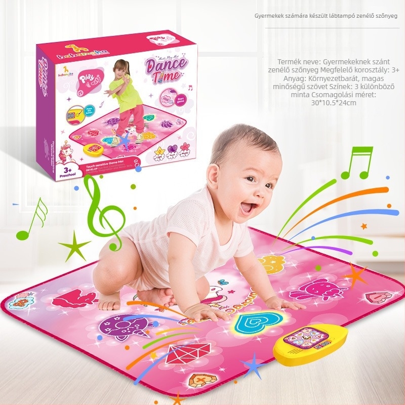 Interaktív gyerek zongora-tánc matrac pedálos lábbal - oktató játék, könnyű anyag, 5 cm vastagság, 4-6 éveseknek