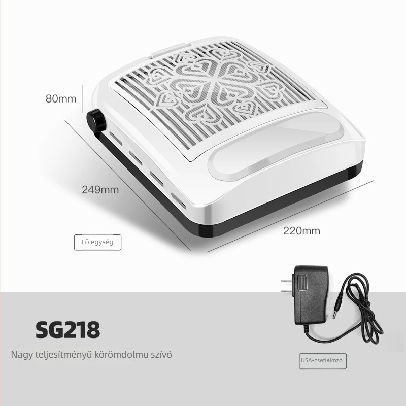 Körömdíszítő porelszívó szűrővel, 100W, asztali körömgép SG218