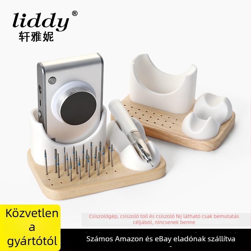Liddy szilikon körömreszelőgép tároló doboza, D-02 modell, szilikon + tömörfa kivitel, 410 g