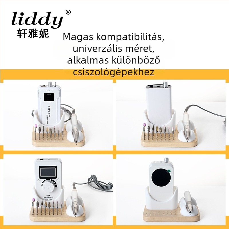 Liddy szilikon körömreszelőgép tároló doboza, D-02 modell, szilikon + tömörfa kivitel, 410 g