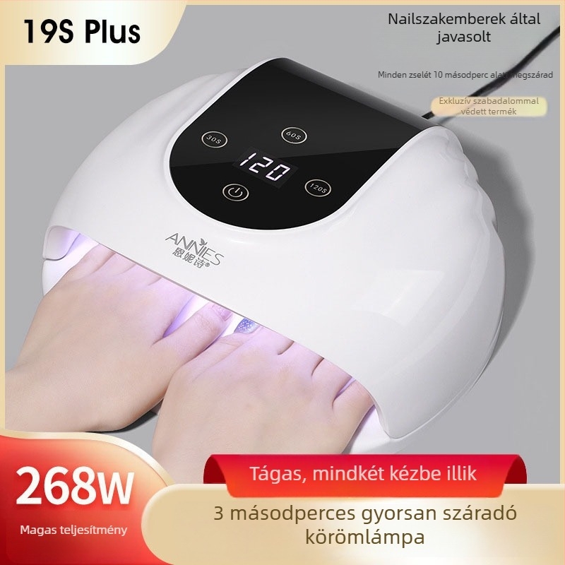 Körömlámpa 268W, LED gyógyító lámpa zselés körmökhoz, 3 másodperces gyors száradás, modell 19S PLUS