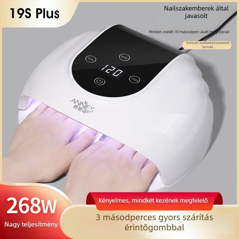 Körömlámpa 268W, LED gyógyító lámpa zselés körmökhoz, 3 másodperces gyors száradás, modell 19S PLUS