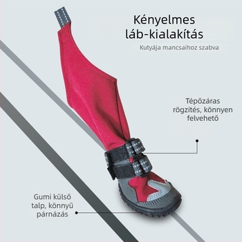 Kutyáknak mindkét évszakra szóló cipő hámpánttal, vízálló, szennyeződés- és csúszásmentes, egy darabból álló kültéri lábbeli