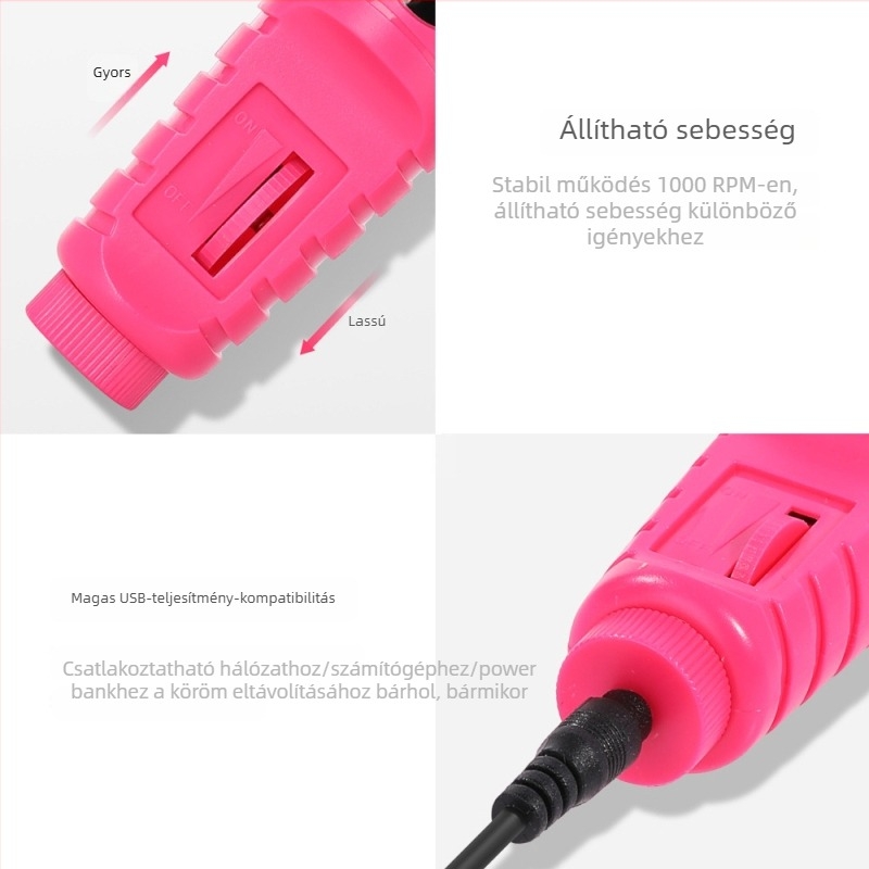 USB mini hordozható elektromos körömcsiszoló toll formájú készlet a halott bőr eltávolítására és körmök fényesítésére (Model USB, 266 g)