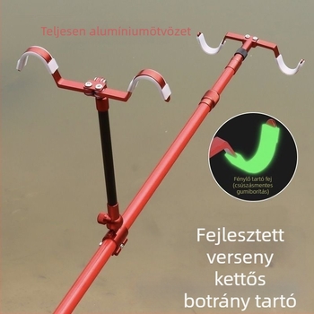 Alumíniumötvözet horgászbot tartó, két bottal, két fej, hátsó akasztóval, Fort modell