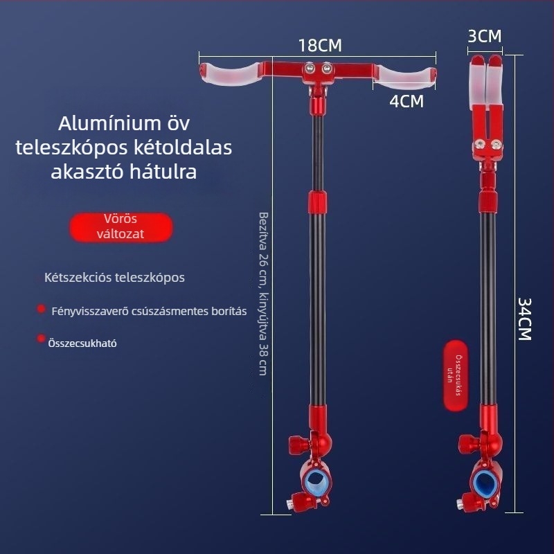 Alumíniumötvözet horgászbot tartó, két bottal, két fej, hátsó akasztóval, Fort modell