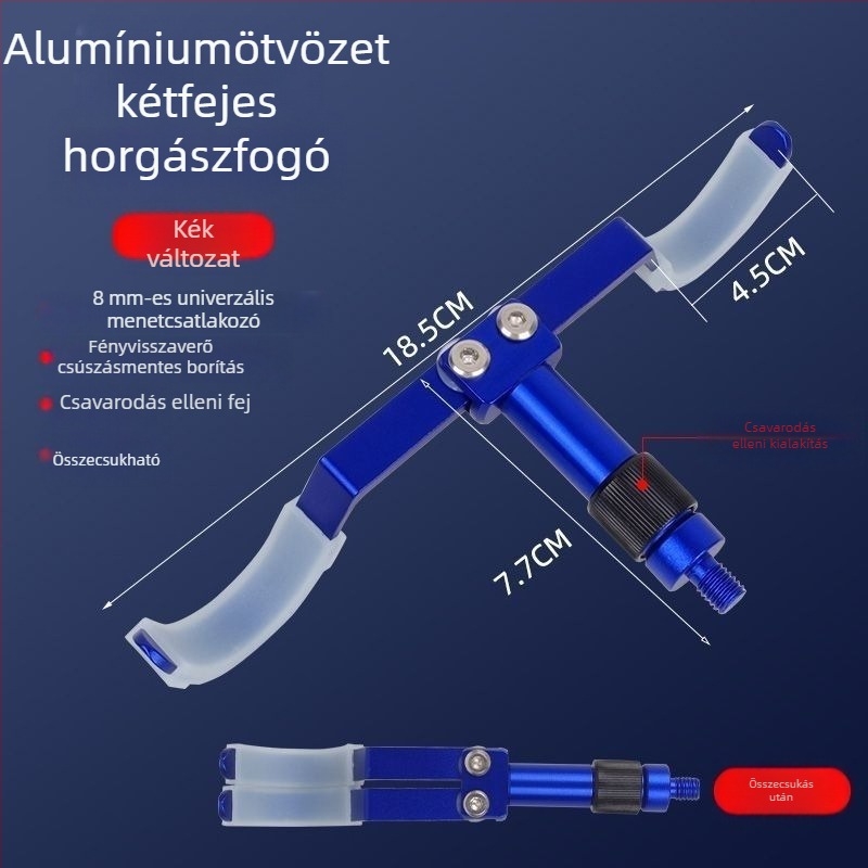 Alumíniumötvözet horgászbot tartó, két bottal, két fej, hátsó akasztóval, Fort modell