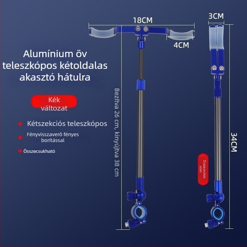 Alumíniumötvözet horgászbot tartó, két bottal, két fej, hátsó akasztóval, Fort modell