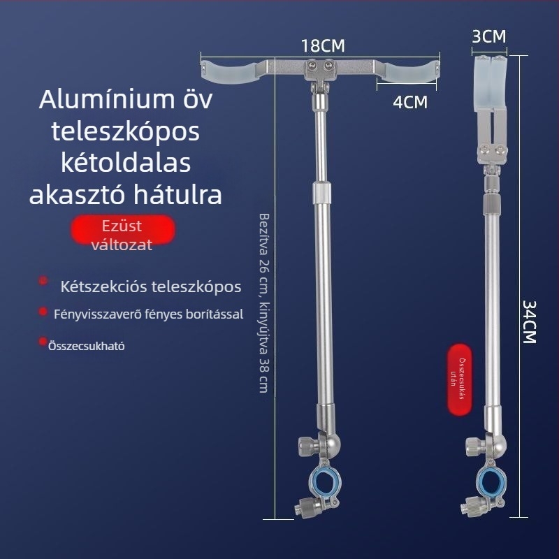 Alumíniumötvözet horgászbot tartó, két bottal, két fej, hátsó akasztóval, Fort modell