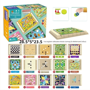 Gyerekeknek szóló többjátékos asztali játék: Ludo, Gomoku és Backgammon – műanyag játék 4–6 éveseknek