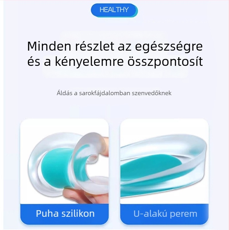 Kék szilikon sarokpárna a sarokcsonti bütykök okozta fájdalom enyhítésére, ütéscsillapító talpbetét, Achilles-ín támogatás hosszú ideig tartó állás közben
