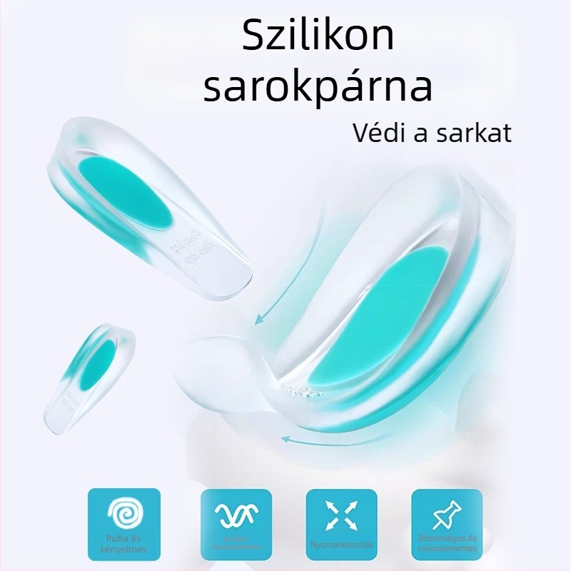 Kék szilikon sarokpárna a sarokcsonti bütykök okozta fájdalom enyhítésére, ütéscsillapító talpbetét, Achilles-ín támogatás hosszú ideig tartó állás közben