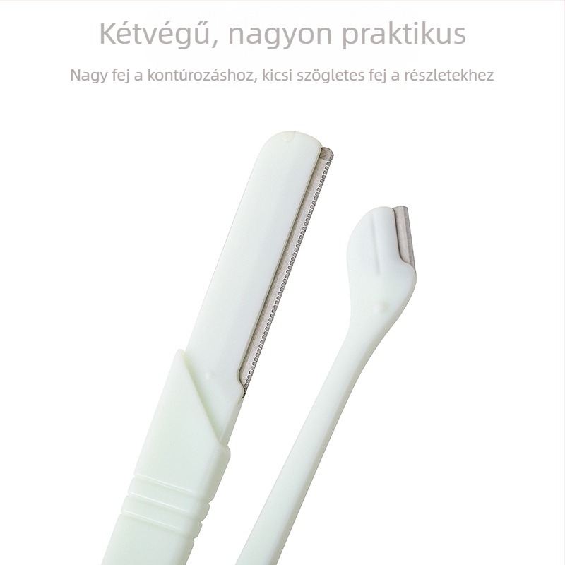 Marlian szemöldökborotva, kettős végű, nagy és kis pengével, rozsdamentes acél, 3 darabos készlet