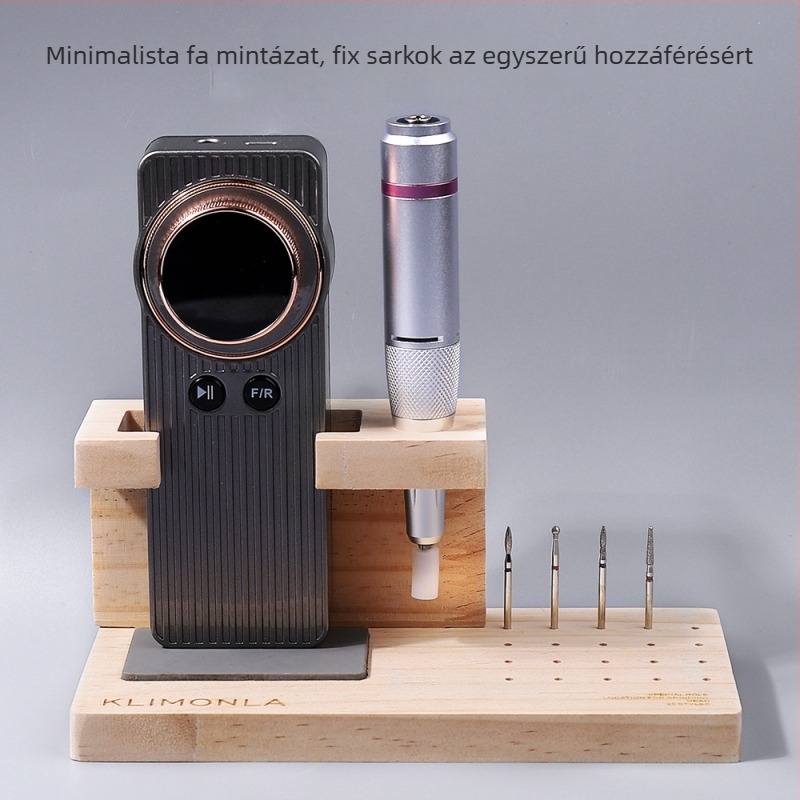 klimonla márkájú körömdíszítés tároló készlet — tároló állvány és doboz, por ecset és polírozó tartozék, egységcsomagolás kartondobozban