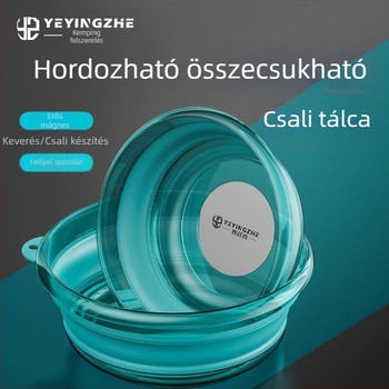 Camper Összehajtható csalikatál kempingezéshez, vastag ABS anyagú hordozható tál mágneses
