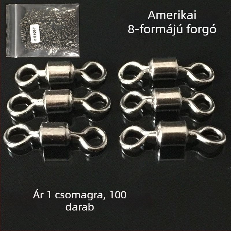 Titanium Sharp 100 darabos csomag: B alakú csatlakozó és forgó gyűrű a horgászati kiegészítőknek, nyolcas alakú gyűrű és csap