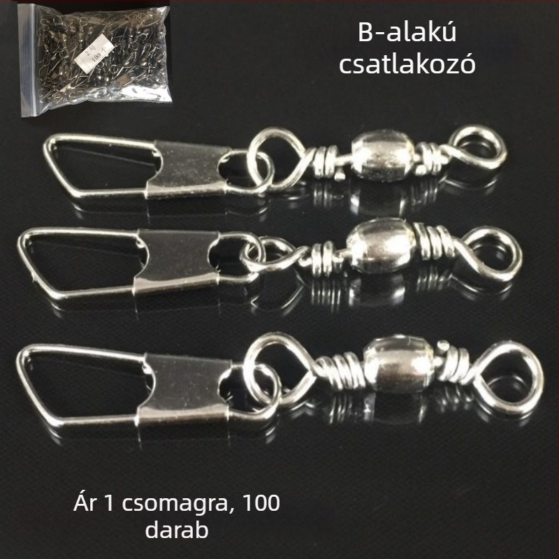 Titanium Sharp 100 darabos csomag: B alakú csatlakozó és forgó gyűrű a horgászati kiegészítőknek, nyolcas alakú gyűrű és csap