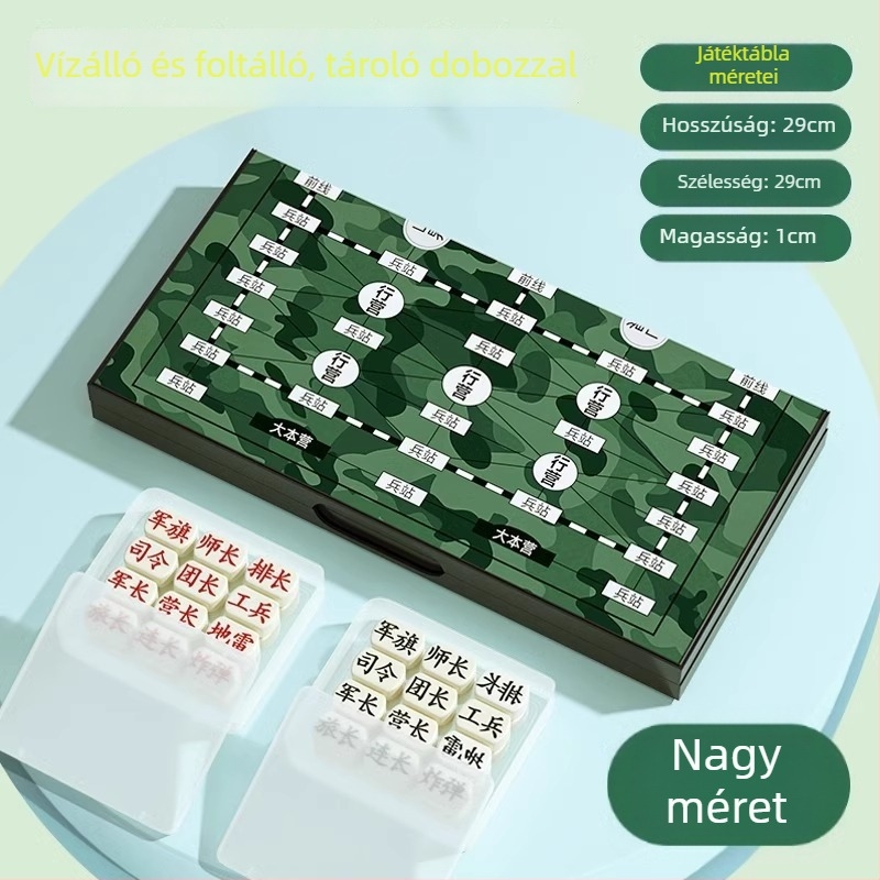 Mágneses összecsukható sakk tábla – kettő az egyben: sakk és Gomoku, két játékos számára, műanyag, összecsukható, mágneses (Műanyag; Összecsukható; Mágneses; Két játék egyben; Két játékos)
