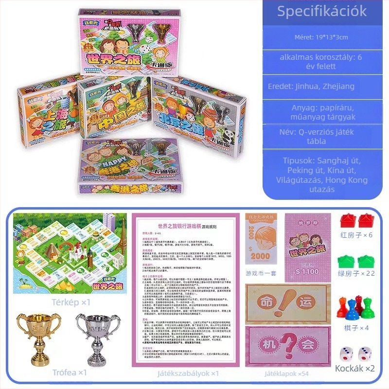 Családi asztali társasjáték — papíralapú elemek; 2–4 játékos; 7–14 évesek; márka The money is old; jellemzők: szülő-gyermek játék, puzzle, gondolkodás fejlesztése