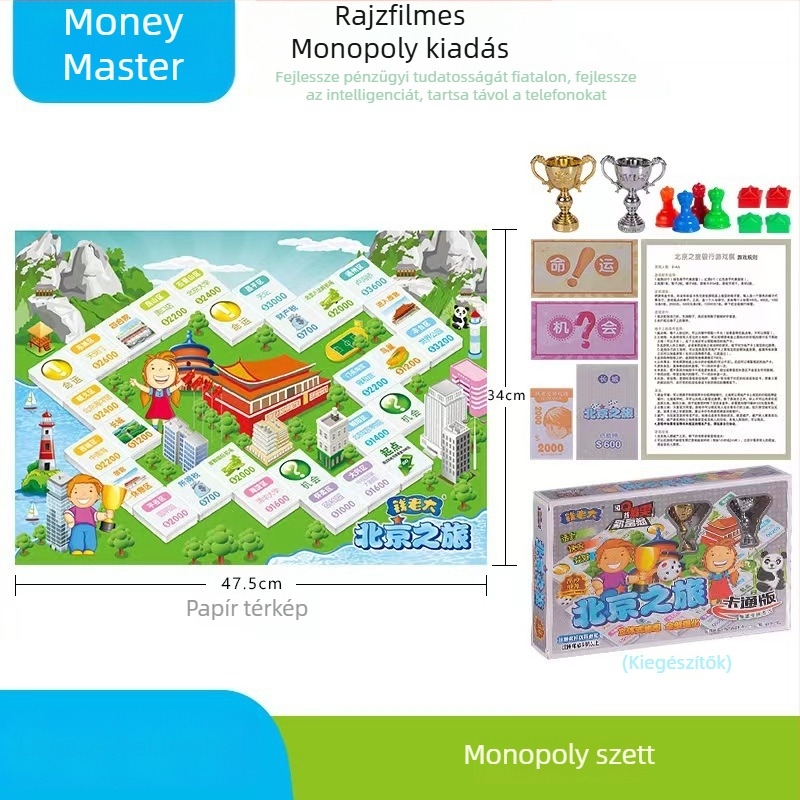 Családi asztali társasjáték — papíralapú elemek; 2–4 játékos; 7–14 évesek; márka The money is old; jellemzők: szülő-gyermek játék, puzzle, gondolkodás fejlesztése