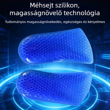 Silikonból készült magasságot növelő talpbetét, uniszex, puha, kétszer rétegű, láthatatlan fél talpbetét méhsejt mintázattal, ütéscsillapítással