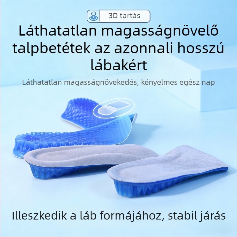 Silikonból készült magasságot növelő talpbetét, uniszex, puha, kétszer rétegű, láthatatlan fél talpbetét méhsejt mintázattal, ütéscsillapítással
