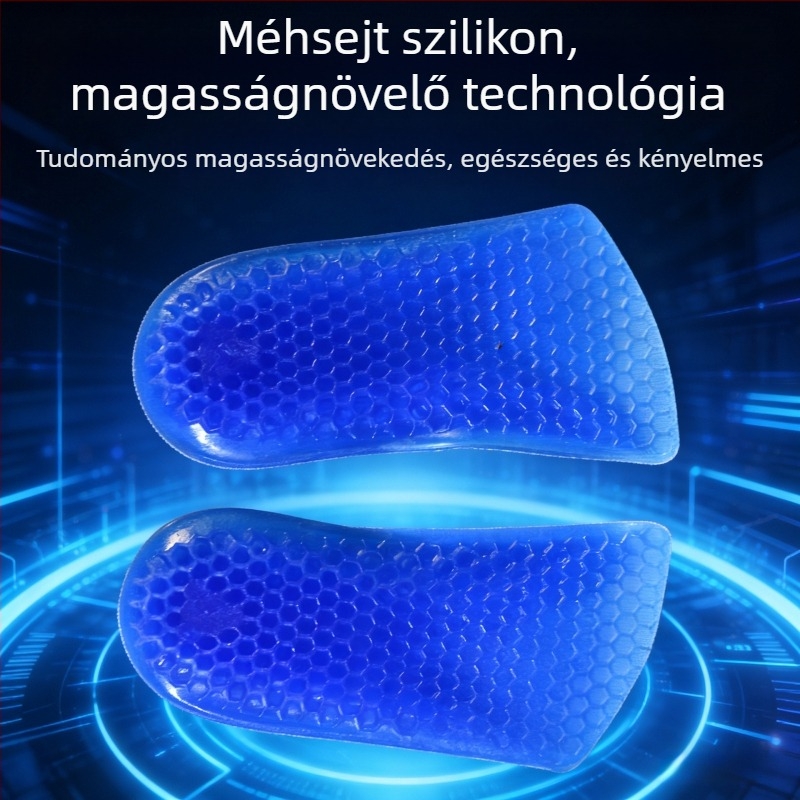 Silikonból készült magasságot növelő talpbetét, uniszex, puha, kétszer rétegű, láthatatlan fél talpbetét méhsejt mintázattal, ütéscsillapítással