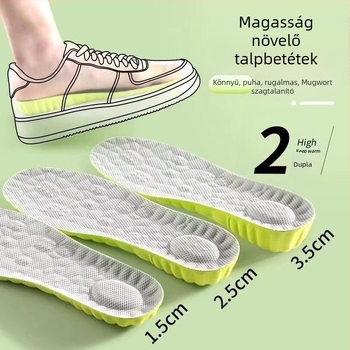 Heni Fa magasság növelő talpbetét – tavasz, uniszex, Mugwort izzadságfelszívó, szagtalanító, ütéscsillapító textile cipőkhöz