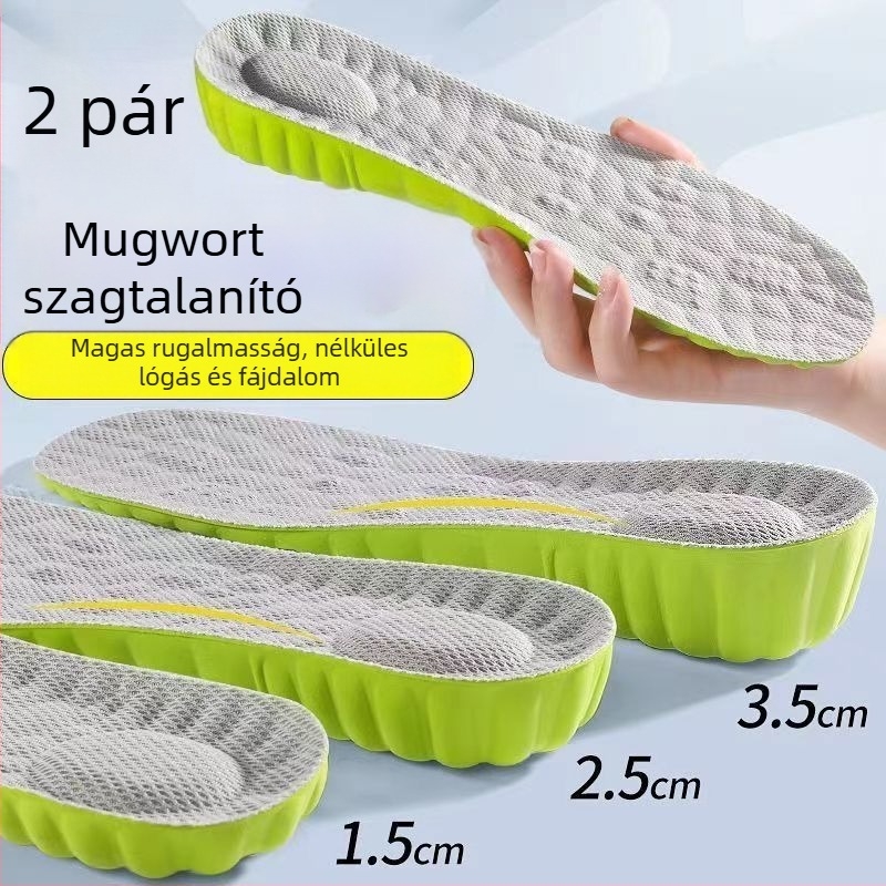 Heni Fa magasság növelő talpbetét – tavasz, uniszex, Mugwort izzadságfelszívó, szagtalanító, ütéscsillapító textile cipőkhöz