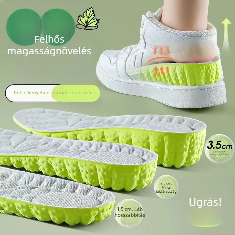 Heni Fa magasság növelő talpbetét – tavasz, uniszex, Mugwort izzadságfelszívó, szagtalanító, ütéscsillapító textile cipőkhöz
