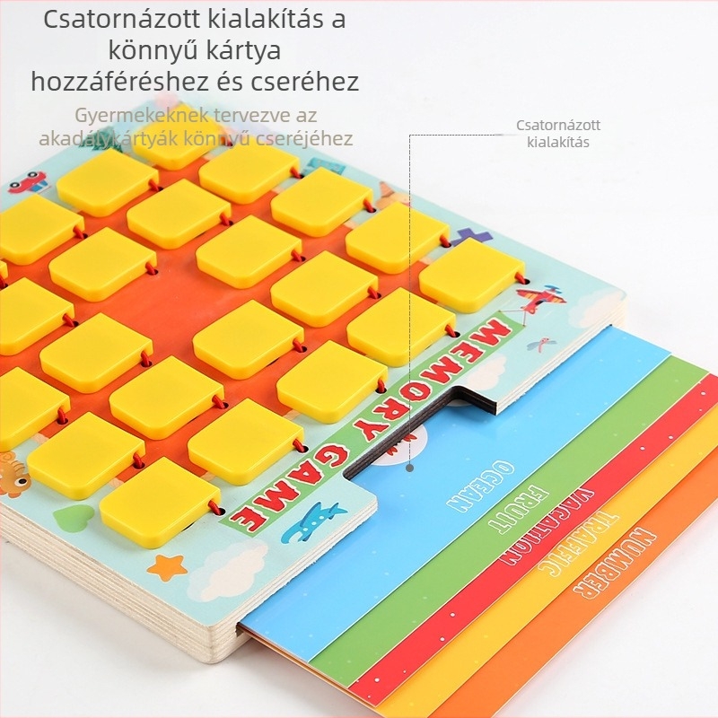 Fából készült memóriajáték megfordítható kártyákkal — Montessori puzzle párosítás 4–6 éveseknek