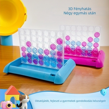 Fényhatású háromdimenziós Négy a sorban sakk-típusú asztali játék, oktató családi társasjáték, szülő-gyermek interakcióval és a gondolkodás fejlesztésével
