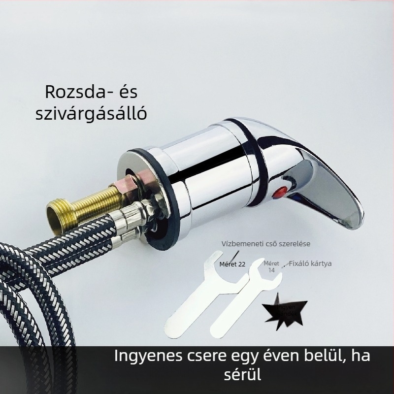 Hajszalon hajmosóágyhoz meleg- és hidegvíz keverő szelep – kerámia korongos, réz test, asztali szerelés, egylyukas kivitel