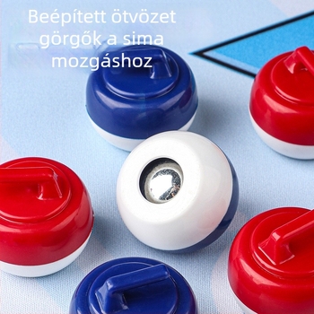 Asztali curling játék beltéri használatra — családi szórakozás, kétjátékos és többjátékos módok, korai nevelés, szellemi fejlődés, műanyag kivitel (4–14 éveseknek).