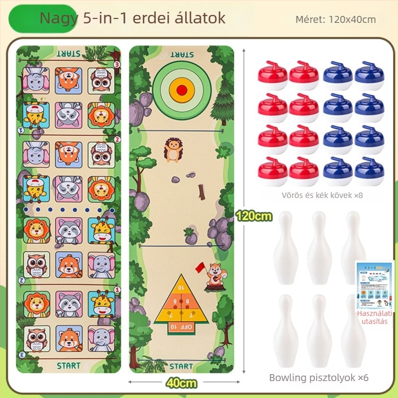 Asztali curling játék beltéri használatra — családi szórakozás, kétjátékos és többjátékos módok, korai nevelés, szellemi fejlődés, műanyag kivitel (4–14 éveseknek).