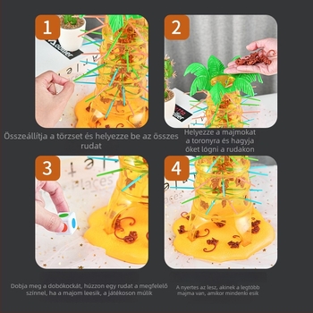 Asztali játék majmok felmásznak a fára — oktató, interaktív, többjátékos gyerekeknek, műanyagból, 4–14 éveseknek, 3C tanúsítvány, modell XJBB