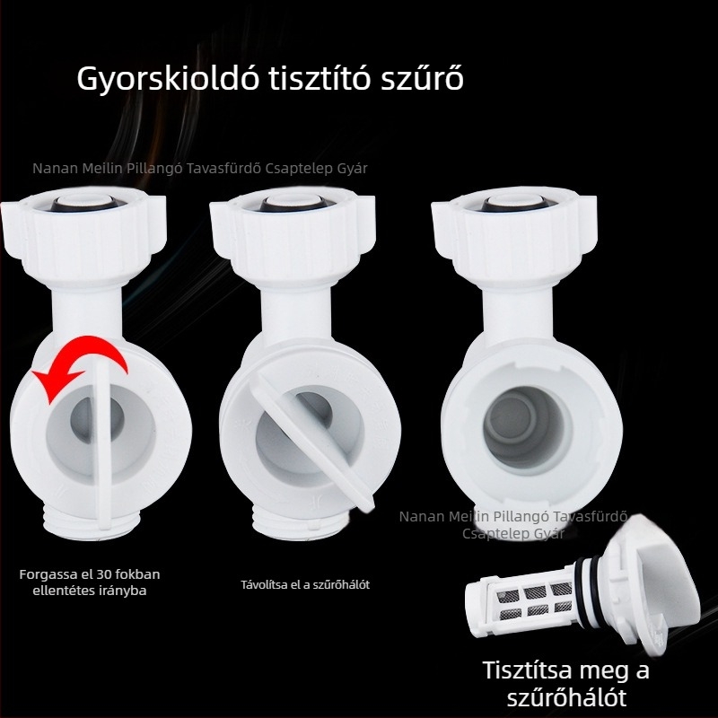 WC bemeneti cső szűrőegység - műanyag, levehető tisztító szűrő, 4-es menetes csatlakozás, márka hjsn