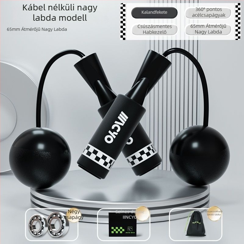 MACYO vezeték nélküli ugrókötél felnőtteknek, nagy golyó dizájnnal, PVC konstrukció; alkalmas a fitneszre és az iskolai sportokra.