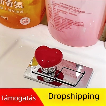Szív alakú WC öblítő gomb tartozék - műanyag, kézi nyomás, világos luxus stílus, Zhejiang eredetű