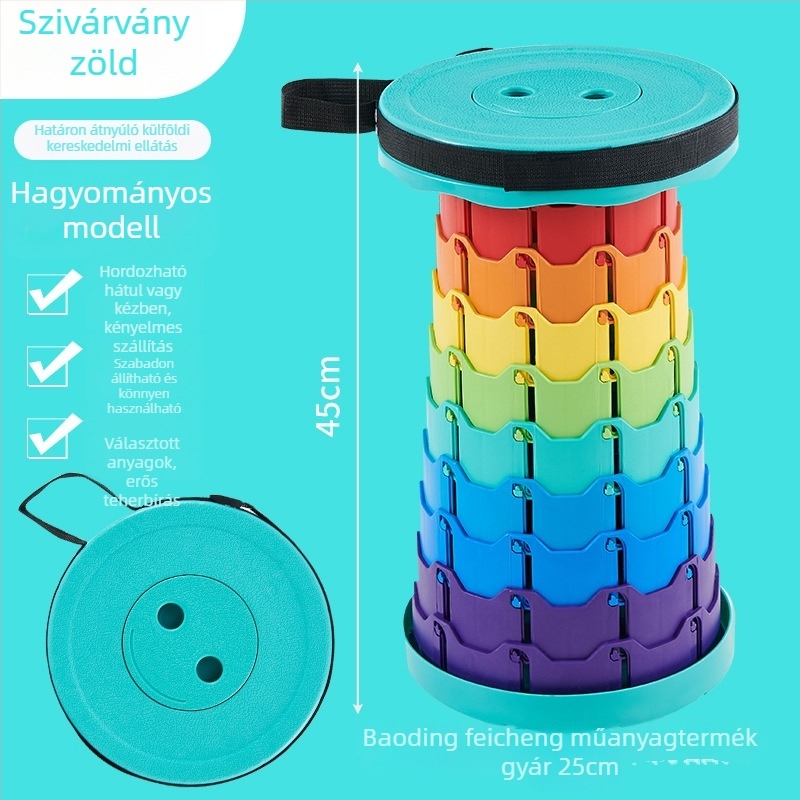 Teleszkópos összecsukható ülőke 3. generáció - PP anyag, összecsukható kivitel, kategória: összecsukható asztalok és székek