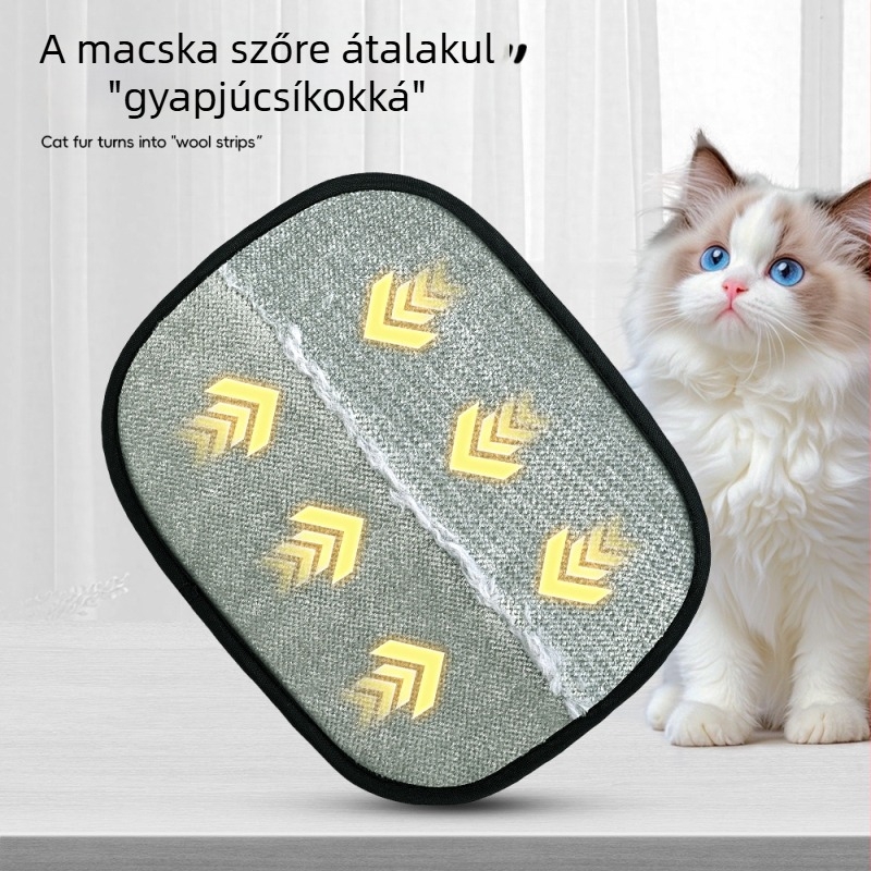 Állati szőrzet eltávolító statikus kesztyű, textil anyagból, négyszögletes hajkefe és kétirányú kefe