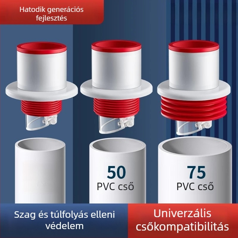 PP szagzáró dugó mosogató- és fürdőszobai csatornához — anti-szag, visszafolyás elleni védelem, csődezodoráló modell, univerzálisan illeszkedik a csövekhez