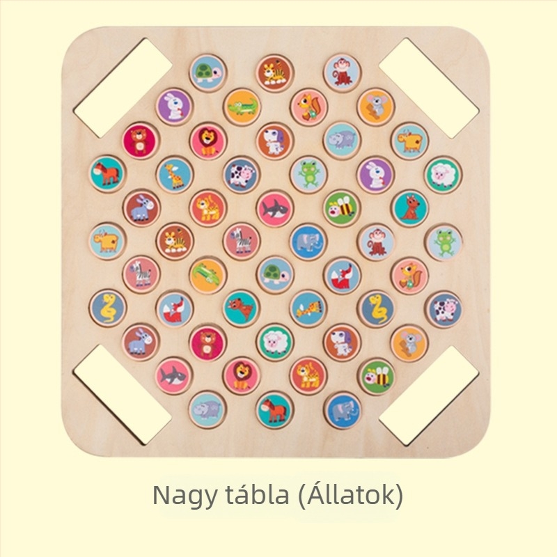 Fából készült oktatók társasjáték — flip and match, szülő-gyermek tanulás, fejleszti a logikus gondolkodást és a kéz-szem koordinációt, interaktív játék (bliszteres csomagolás), 4–14 éveseknek