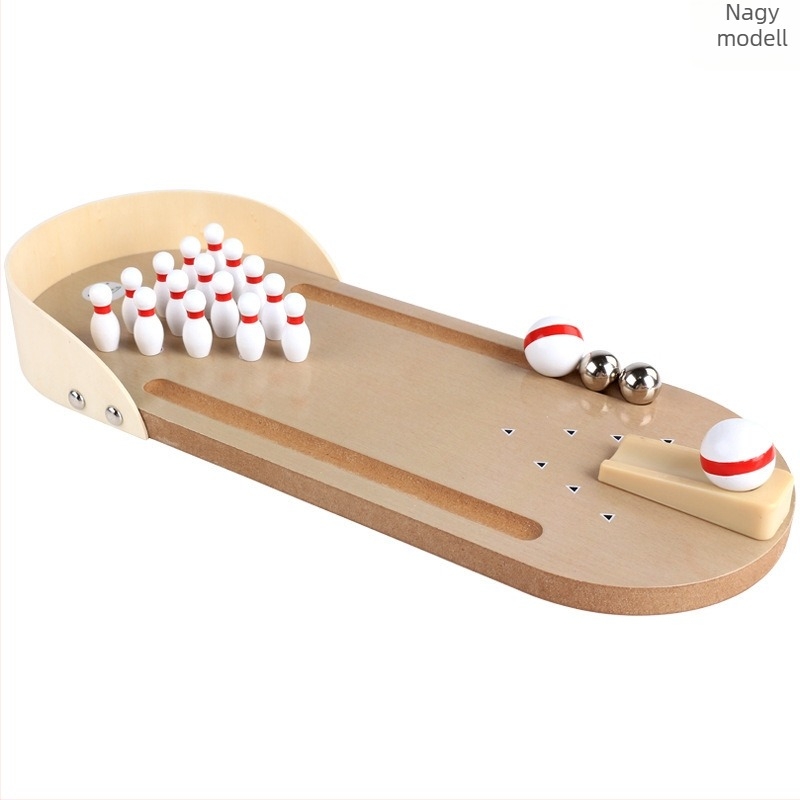 Fából készült asztali bowling és kosárlabda játék beltérre (Fa; Asztali játék; Színes doboz csomagolás)