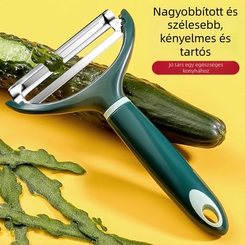 Többfunkciós hámozó-szeletelő konyhai eszköz rozsdamentes acél pengével és PP nyéllel