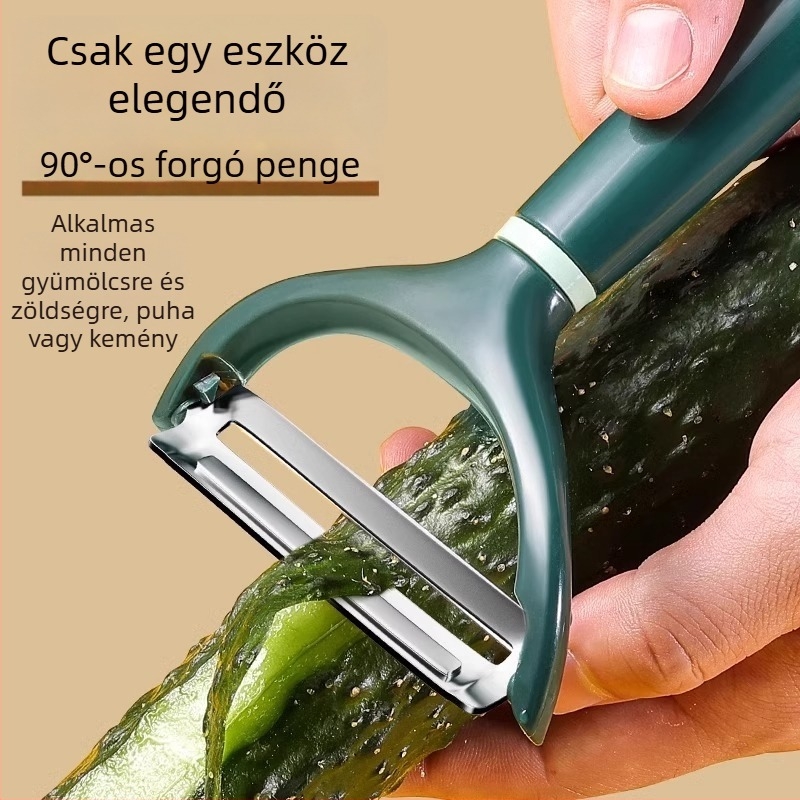 Többfunkciós hámozó-szeletelő konyhai eszköz rozsdamentes acél pengével és PP nyéllel